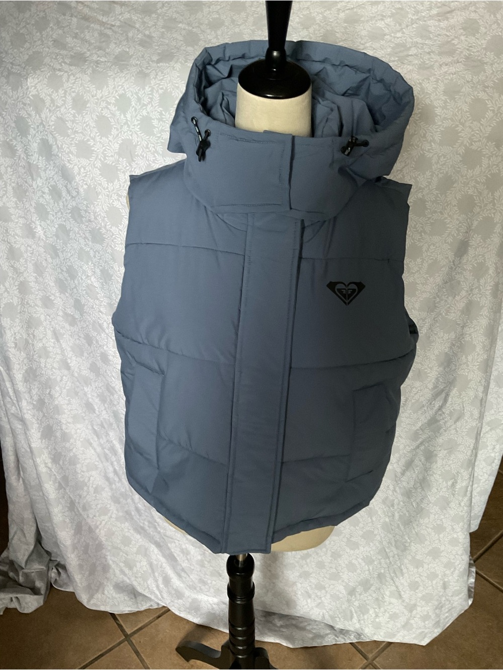 Roxy Girls Slate Blue Quilted Hooded Puffer Vest